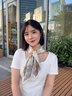 恒源祥絲巾女溫柔系真絲方巾桑蠶絲韓版百搭春秋季媽媽絲綢圍巾送禮物 福寶雨林(主圖尺寸68CM) 曬單實(shí)拍圖