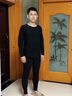 貓人（MiiOW）男士保暖內衣男25年款羽絨蠶絲雙面磨絨10A抑菌秋衣秋褲修身套裝 【25年新升級羽絨蠶絲】暗夜黑-男 2XL （推薦140-170斤） 曬單實(shí)拍圖