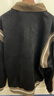 太平鳥(niǎo)男裝 復古仿麂皮夾克巴恩風(fēng)撞色棒球服寬松休閑茄克外套 黑色（闊型）第二批 2XL 曬單實(shí)拍圖