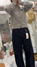 森馬（Semir）森柔|針織開(kāi)衫女冬季短款絞花肌理圓領(lǐng)毛衫打底上衣101724106001 曬單實(shí)拍圖