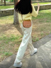 雅黛絲薇休閑褲女夏季搭配套裝時尚女裝小個子穿搭減齡休閑衣服兩件裝褲子 黃色上衣+杏色褲子 S （建議85-98斤） 曬單實拍圖