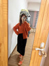 歌芭杉品牌女裝麻花毛衣開衫外套女秋冬新款慵懶風(fēng)溫柔加厚寬松外穿上衣 橘黃 S 曬單實拍圖