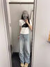 班尼路牛仔褲子女裝秋冬新款高腰修身長(cháng)褲百搭休閑風(fēng)簡(jiǎn)約直筒闊腿褲 淺藍 -直筒版型 M 曬單實(shí)拍圖