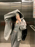 魯雅爾灰色連帽衛(wèi)衣外套女裝早秋季長(zhǎng)袖上衣服美式小個(gè)子寬松慵懶開衫潮 淺灰色薄款 2XL 【建議140斤到160斤】 曬單實(shí)拍圖