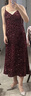 DPLAY2025秋季亮片紅色度假吊帶連衣裙敬酒服訂婚禮服裙晚禮服 復古紅 L 曬單實(shí)拍圖