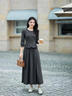 欣妃羽法式收腰顯瘦襯衫套裝女25秋季新款高級時(shí)尚減齡半身長(cháng)裙兩件套 曬單實(shí)拍圖