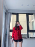 妙奕嘉紅色毛衣外套女針織衫開(kāi)衫2025新款秋冬季女士假兩件上衣長(cháng)袖女裝 韓系復古紅色格紋麻花開(kāi)衫 均碼 【建議120斤內】 曬單實(shí)拍圖