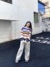 慵懶風(fēng)毛衣男冬季美式條紋寬松針織衫男加厚保暖休閑冬裝毛線(xiàn)衣服 10532-Y1015五彩色 L 約110-125斤可穿 曬單實(shí)拍圖