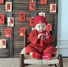 G.DUCKKIDS小黃鴨周歲禮服男寶寶抓周衣服女漢服百日宴百天滿(mǎn)月嬰兒套裝夏季 紅色+香囊 90 建議1~2歲【 80-90cm】cm 曬單實(shí)拍圖