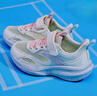 安踏兒童運動(dòng)鞋子女中大童秋新款夏季網(wǎng)面軟底透氣跑步鞋少女休閑鞋子 象牙白/淺青灰【透網(wǎng)】 36 曬單實(shí)拍圖