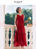 梵希蔓萊賽爾無(wú)袖背心連衣裙女205年夏季新款海邊度假風(fēng)法式長(cháng)裙 A0782 磚紅色 L 曬單實(shí)拍圖