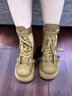 沐霓復古厚底大黃馬丁小短靴子女百搭春秋冬騎士洋氣英倫風(fēng)美拉德皮靴 歐美風(fēng)厚底短靴【黃色】 單層 底厚5cm 37 偏小半碼 曬單實(shí)拍圖