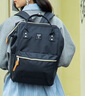 anello日本雙肩包男女背包書包旅行包防盜升級電腦隔層離家出走包防潑水 (中黑/黑拉鏈)隔層放14英寸 曬單實拍圖