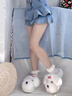 可愛(ài)小狗棉拖鞋女2025新款蝴蝶結居家舒適毛絨保暖休閑棉拖鞋女士 白色 38-39 適合平時(shí)37-38 曬單實(shí)拍圖