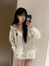 京多夢韓版連帽衛(wèi)衣女2025新款秋冬時尚寬松開衫外套學(xué)院風(fēng)爆款格子上衣 花灰色 （常規(guī)款） L （105-125斤） 曬單實拍圖