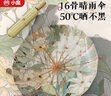 小魔遮陽傘太陽傘防曬防紫外線晴雨傘女小巧便攜折疊傘三折木柄傘16骨 曬單實拍圖