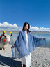 桑咻蕾絲圍巾女韓系氛圍感百搭旅拍純色長(cháng)款初秋時(shí)尚復古文藝顯白披肩湖藍色 200*100cm 曬單實(shí)拍圖