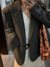 GARNUO灰色小西裝外套女2025春秋新款韓系小個(gè)子高級感寬松休閑短款西服 灰色 XS 【80-105斤】 曬單實(shí)拍圖