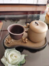 萬仟堂（Edenus）高檔陶瓷辦公杯 男女咖啡杯個人家用泡茶杯水杯帶茶盤 舉個栗子 焦茶釉（1杯1漏1盤） 曬單實拍圖