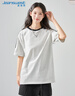 真維斯（Jeanswest）條杠短袖T恤女春夏新款二條杠插肩美式純棉寬松撞色T恤女 曬單實(shí)拍圖