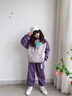 G.DUCKKIDS女童春秋裝套裝2024新款中大童女孩童裝兒童衛衣運動(dòng)服秋冬兩件套 字母R連帽套裝-紫色 140cm 曬單實(shí)拍圖