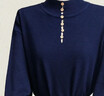皮爾卡丹（pierre cardin）2025新款早秋長袖連衣裙女配大衣優(yōu)雅毛衣裙半高領打底 藏青色.【版】 XL 曬單實拍圖