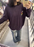 江南先生NewJNXS可拆卸徽章針織星星毛衣秋休閑logo提花上衣男女 紫色 L 曬單實(shí)拍圖