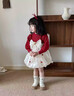 MACKERL KISS 2025新款秋季洋氣兒童連衣裙長袖甜美公主裙可愛女童禮服兩件套 紅色 120 曬單實拍圖