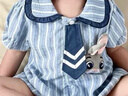 班喜迪嬰兒衣服夏季薄款夏日嬰幼兒女寶寶連體衣公主包屁衣夏裝外出爬服 藍色 90cm 曬單實(shí)拍圖