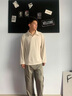 大力水手日系翻領(lǐng)套頭毛衣男士秋冬款寬松拼色休閑打底針織衫 DM01杏色L 曬單實(shí)拍圖