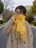 viney圍巾女冬季新款保暖圍脖兩用外搭長(cháng)披肩生日新年禮物送女生女友 【亮黃色】送老婆 高檔時(shí)尚休閑輕奢斗篷披風(fēng) 曬單實(shí)拍圖