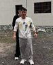 花花公子長(cháng)袖T恤男士春秋圓領(lǐng)寬松百搭簡(jiǎn)約時(shí)尚印花休閑上衣 白色 XL 曬單實(shí)拍圖