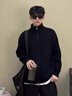 主意范（ZHUYIFAN）雙拉鏈開(kāi)衫毛衣外套男半高領(lǐng)加厚保暖秋冬oversize情侶針織衫夾克 黑色半高領(lǐng)（高品質(zhì)升級版） XL 125-145斤 曬單實(shí)拍圖