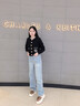 美麗衣櫥（BEAUTIFUL WARDROBE）復古水洗直筒牛仔褲女秋季新款寬松闊腿褲女高腰女百搭長(cháng)褲子女 曬單實(shí)拍圖