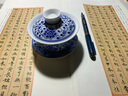 瓷都窯火手繪青花瓷蓋碗茶杯單個(gè)景德鎮陶瓷功夫茶具泡茶三才碗家用不燙手 步步生蓮（圓款）【170ML】 曬單實(shí)拍圖