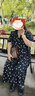 藍語大碼女裝氣質黑色波點連衣裙2025夏季胖mm收腰顯瘦v領a字長裙 波點 2XL 【建議 70-80 KG】 曬單實拍圖