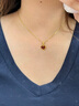 中國黃金（CHINA GOLD）愛(ài)心黃金項鏈女士足金紅瑪瑙吊墜中秋節禮物送女友老婆生日走心 足金玉見(jiàn)你吊墜-紅瑪瑙+K金鏈 曬單實(shí)拍圖
