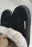 老人防滑厚底保暖鞋包跟棉拖鞋冬季家居室內加厚大碼男士拖鞋48碼 黑色（側繡英文款） 42-43 適合（41碼-42碼） 曬單實(shí)拍圖