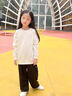 真維斯女童套裝秋季兒童衛衣闊腿牛仔褲中大童春秋衣服女孩秋裝洋氣童裝 白 格子小兔+淺藍 110 曬單實(shí)拍圖