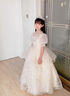 乖奇奇（ALERTCHYCHY）女童禮服高端輕奢小眾生日公主裙花童婚禮小女孩主持人兒童晚禮服 香檳色泡泡袖長款 120 曬單實(shí)拍圖