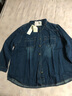 纖莉秀大碼女裝復古牛仔襯衫輕盈柔軟翻領(lǐng)百搭開(kāi)衫胖mm秋新款0570 深藍色 4XL 曬單實(shí)拍圖