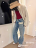 好奇蜜斯（Miss Curiosity）羊毛保暖內衣女發(fā)熱莫代爾肌底衣秋冬內搭帶胸墊加絨秋衣 胭脂紅 L 曬單實(shí)拍圖
