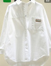 XQBKUW高品質(zhì)純棉春夏長(cháng)袖襯衫女2024新款寬松休閑百搭設計感開(kāi)衫襯衣女 白色純棉 M 95-110斤 曬單實(shí)拍圖