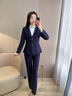 晨芙條紋小西裝外套女氣質職業(yè)西服套裝商務面試正裝英倫風工裝工作服 藍條紋西裝+西褲 M 建議90-100斤 曬單實拍圖