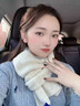 TKHE圍巾女針織短圍巾秋冬新款純色百搭交叉小圍脖韓版ins風(fēng)保暖脖套 【燕麥米】針織圍巾 66*25CM丨親膚柔軟丨舒適保暖 曬單實(shí)拍圖