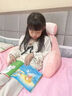 日本床頭軟包大靠背床上兒童床靠枕看書護(hù)腰靠墊沙發(fā)抱枕學(xué)生枕頭 大眼兔DDW彈力超柔毛絨 枕套 大號靠枕+頭枕75X50厘米獨(dú)立 曬單實(shí)拍圖