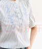 熙然2025春夏新款法式文藝小立領(lǐng)刺繡淺藍色條紋短袖襯衫女上衣 淺藍色 M 曬單實(shí)拍圖