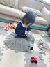 幼歌（YOUGE）嬰幼兒春季學(xué)院風(fēng)復古格紋百褶裙寶寶俏皮可愛(ài)半身裙潮 藍色 100 cm（建議身高90-110） 曬單實(shí)拍圖
