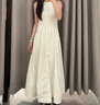 UR2025夏季新款女裝波嬉風(fēng)垂感長(cháng)款無(wú)袖連衣裙UWG750056 本白 (面料微透) S 曬單實(shí)拍圖