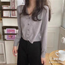 DALEY MODEv領(lǐng)針織衫女春秋2025新款薄款長(cháng)袖短款外搭上衣開(kāi)衫毛衣外套女 灰色 S (建議80-100斤) 曬單實(shí)拍圖
